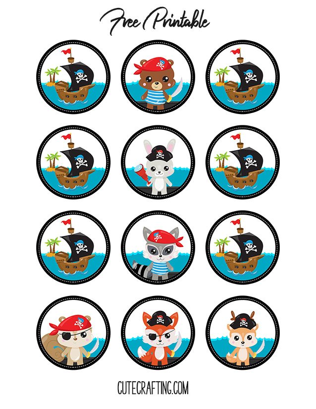 pirate baby shower printable cupcake topper