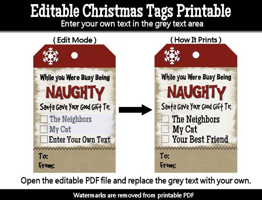 Naughty Christmas Free Printable Gift Tags
