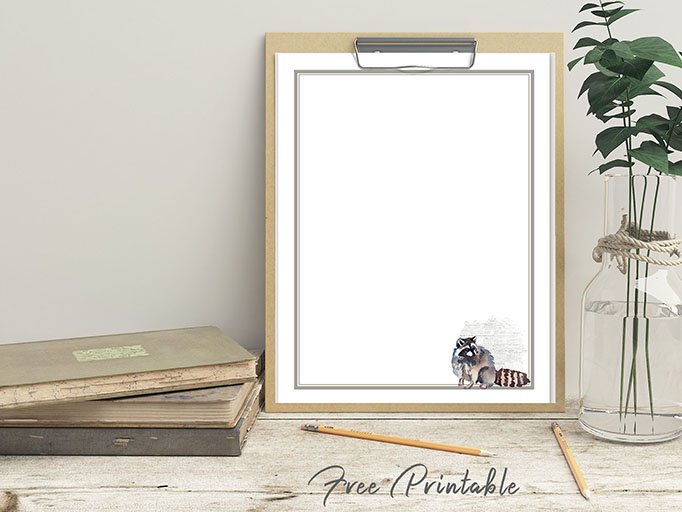 printable raccoon stationery
