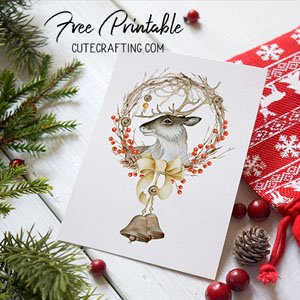 christmas deer card free printable 5x7