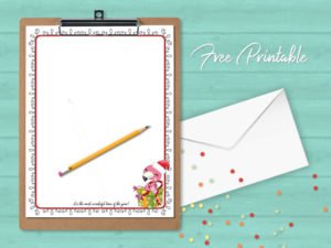 Printable Stationery Christmas Flamingo