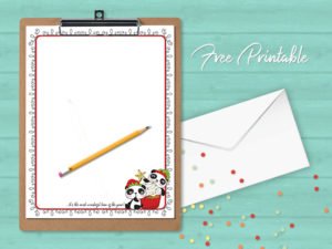 Printable Stationery Christmas Panda Paper Page