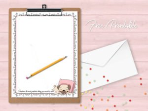 printable stationery page pug cartoon