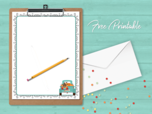 Printable Stationery Paper Page Fall Pumpkin Patch Truck