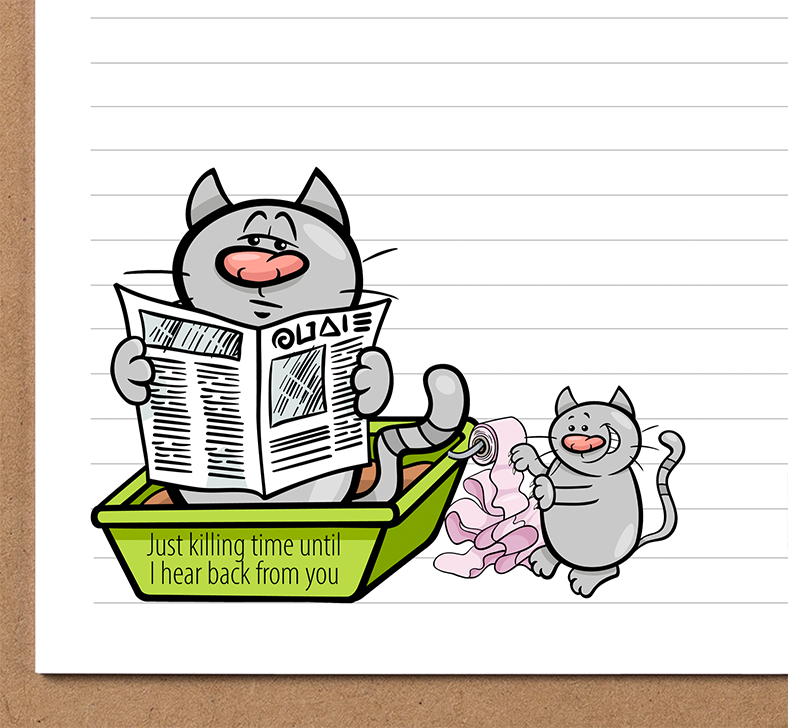 Cat In Litter Box Stationery Printable