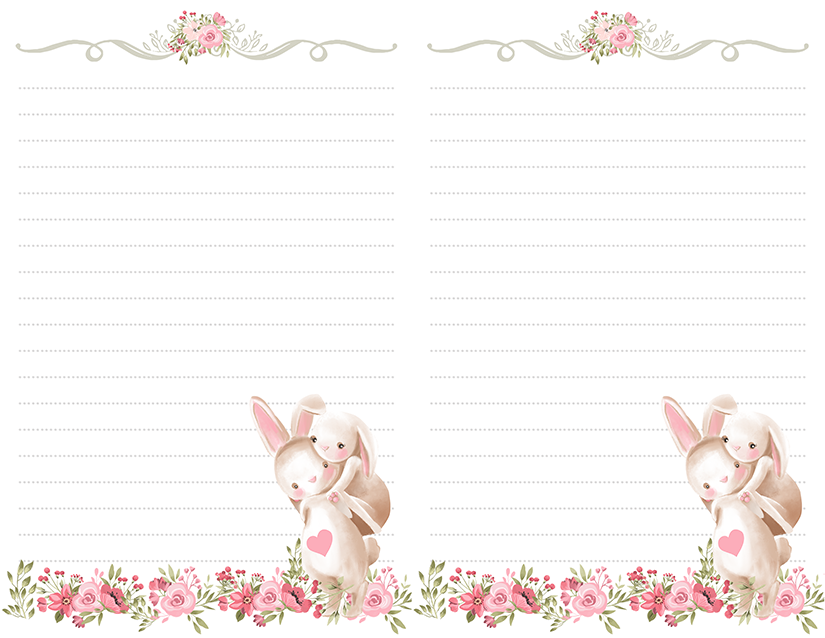 Rabbit Half Page Printable Stationery