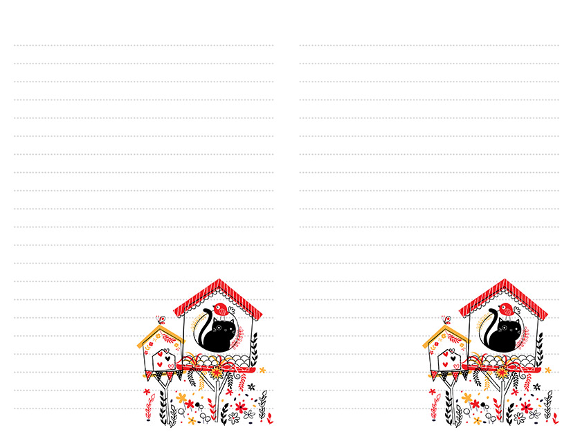 Cat in Birdhouse Printable Stationery