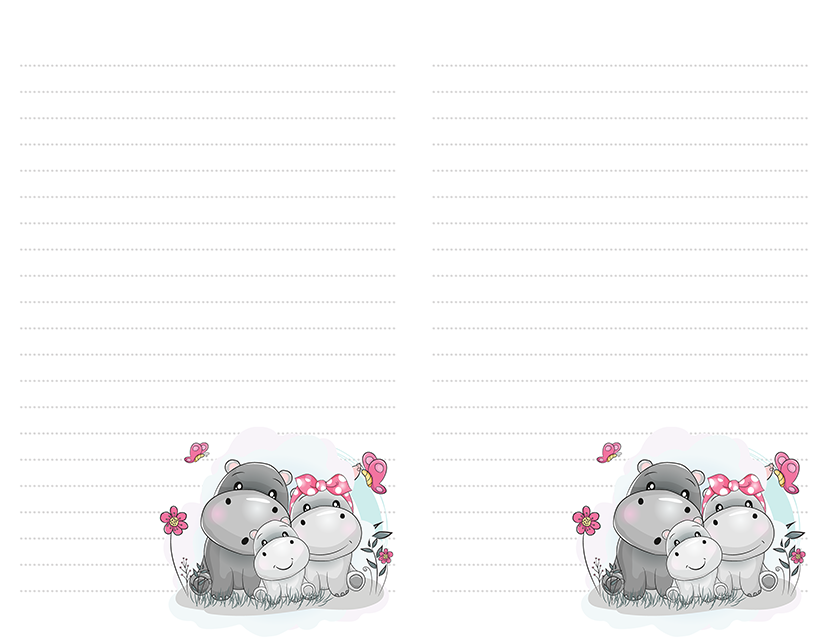 Cartoon Hippo Stationery