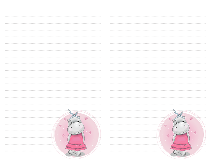 Hippo Girl In Pink Dress Stationery