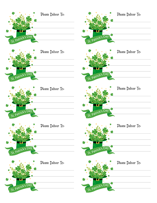 Please Deliver To Printable Label St. Patrick's Day