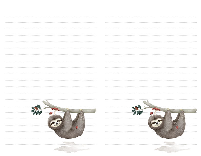 sloth stationery free printable