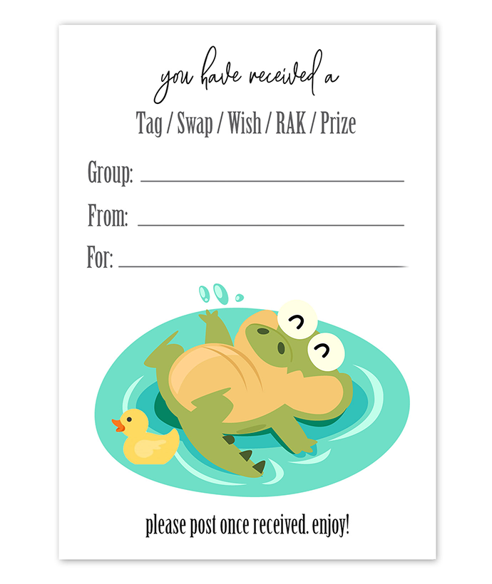 Swimming Pool Alligator Snail Mail Tag Inserts