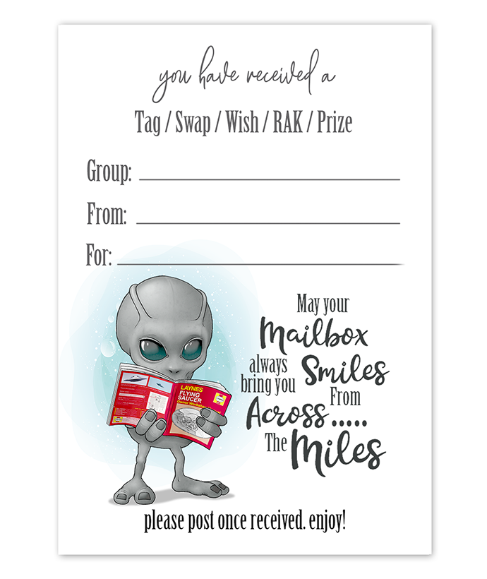 grey alien snail mail tag inserts
