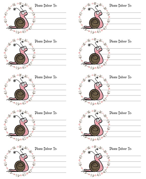 PDT Snail Mail Printable Labels