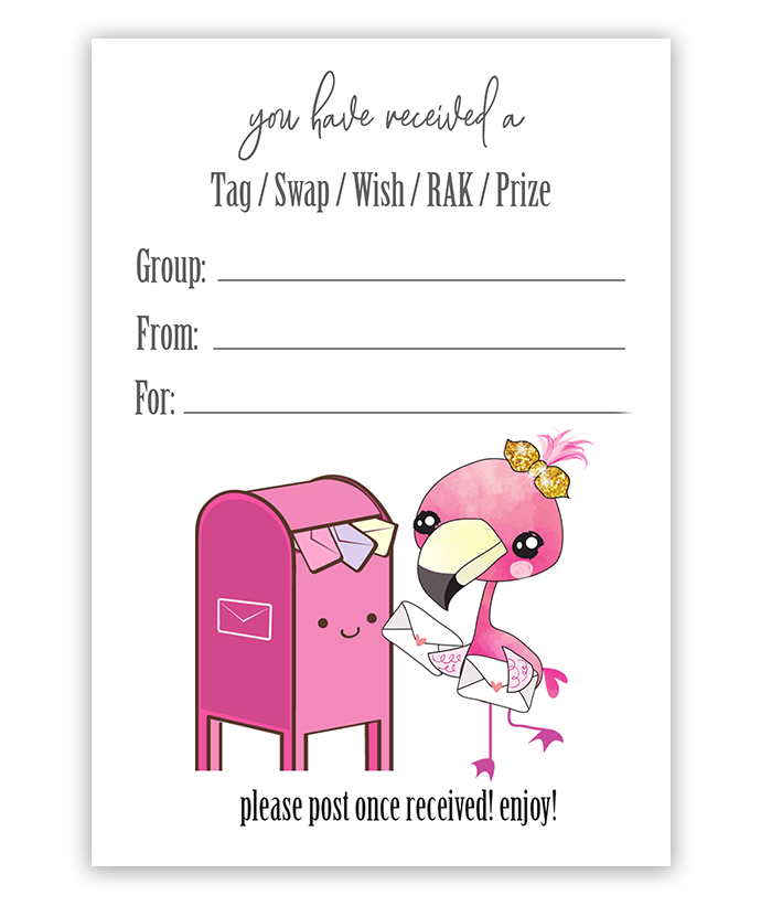 Kawaii Flamingo SWAP insert tags Facebook Swap Groups