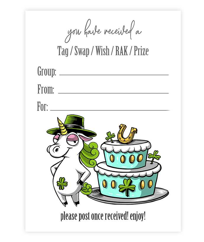 St. Patrick's Day Package Mail Insert Unicorn