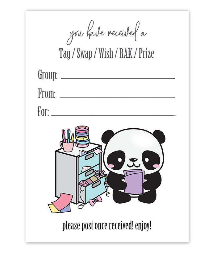 Panda Journal Snail Mail Tag Inserts
