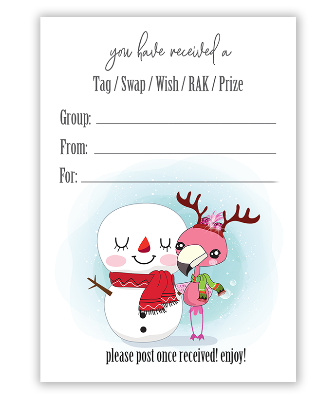 flamingo snowman swap tag inserts