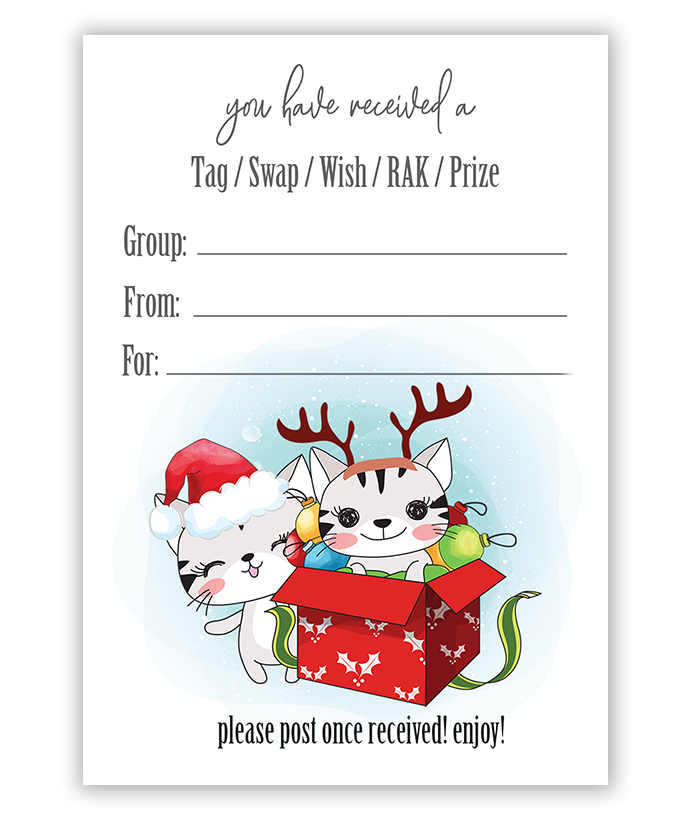 Christmas Kittens Pen Pal Swap Tag Inserts