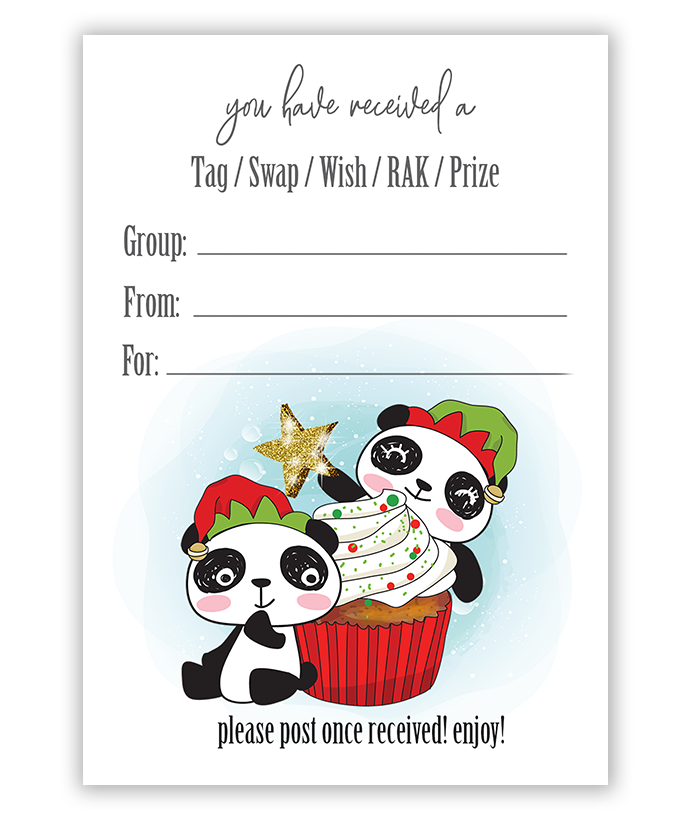 Christmas Panda Bear Pen Pal Swap Tag Inserts