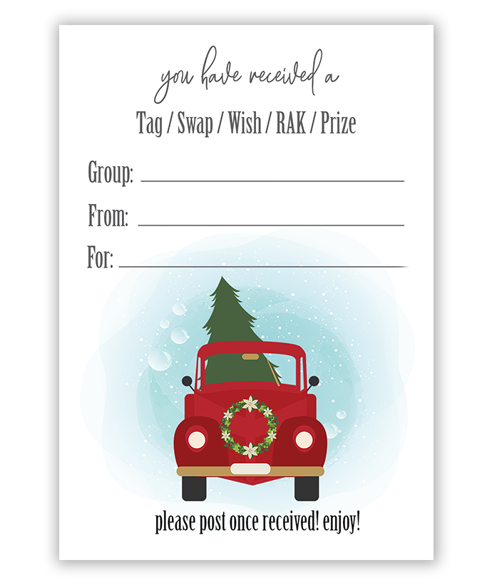 Red Christmas Truck Pen Pal Swap Tag