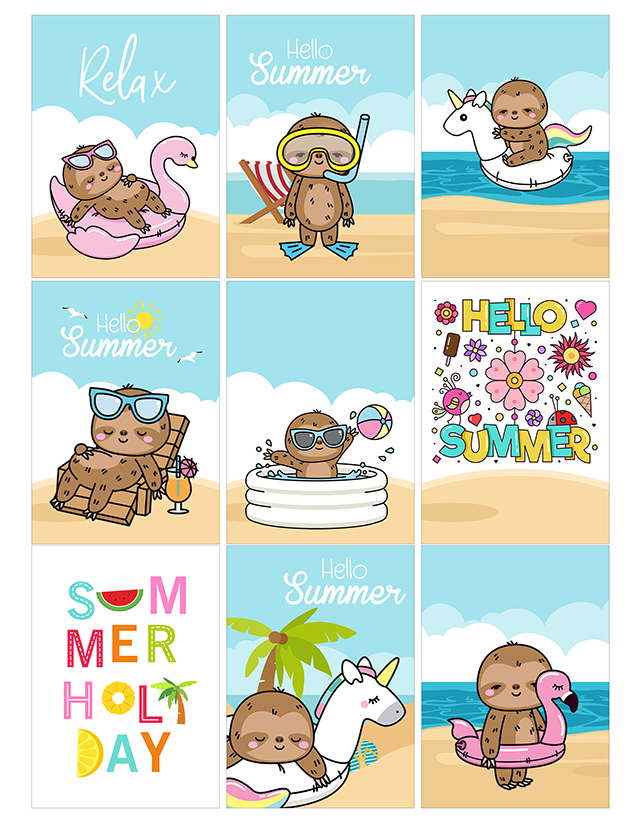 Sloth ATC Cards For Pocket Letters