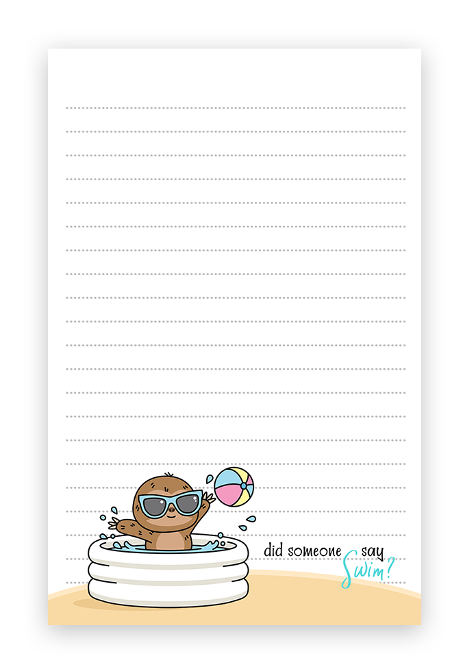 summer sloths beach theme stationery free printable