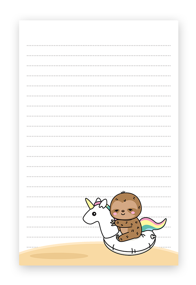 cartoon sloth stationery