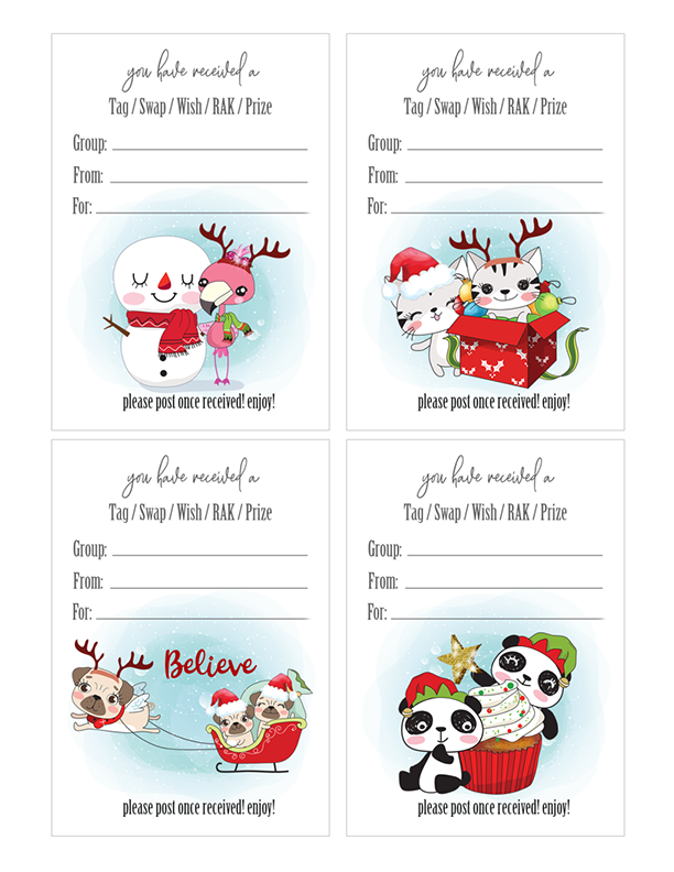 Kawaii Christmas Insert Tags