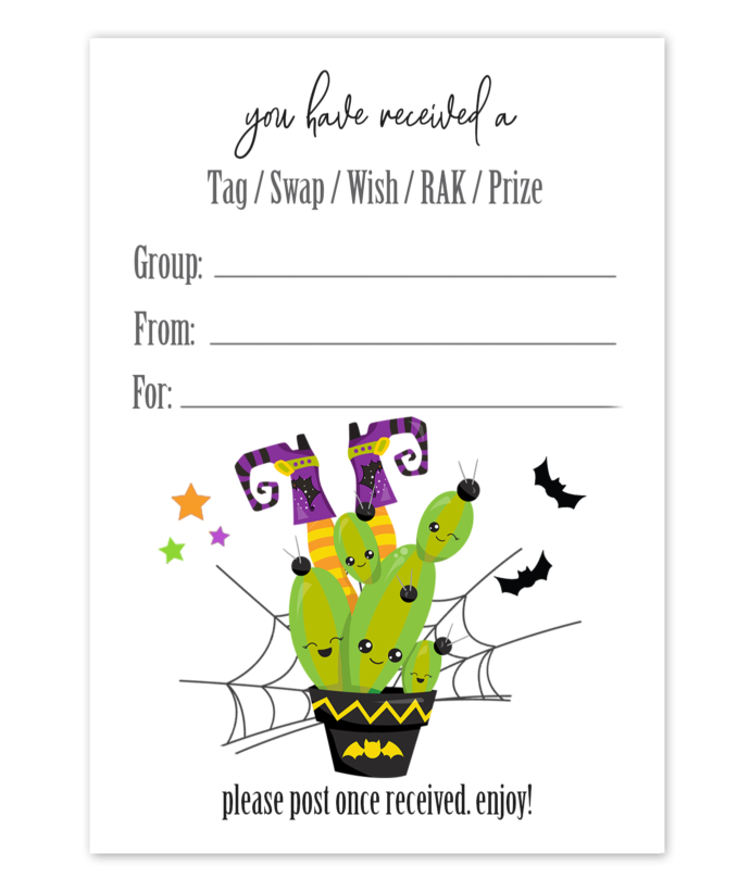 Tag Insert - Halloween Cactus