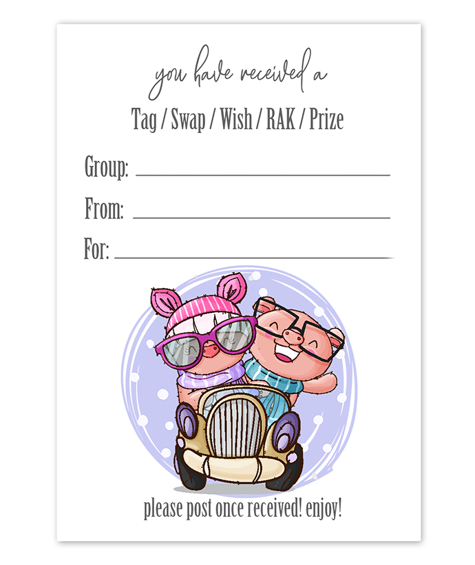 Tag Inserts - Kawaii Pig Car