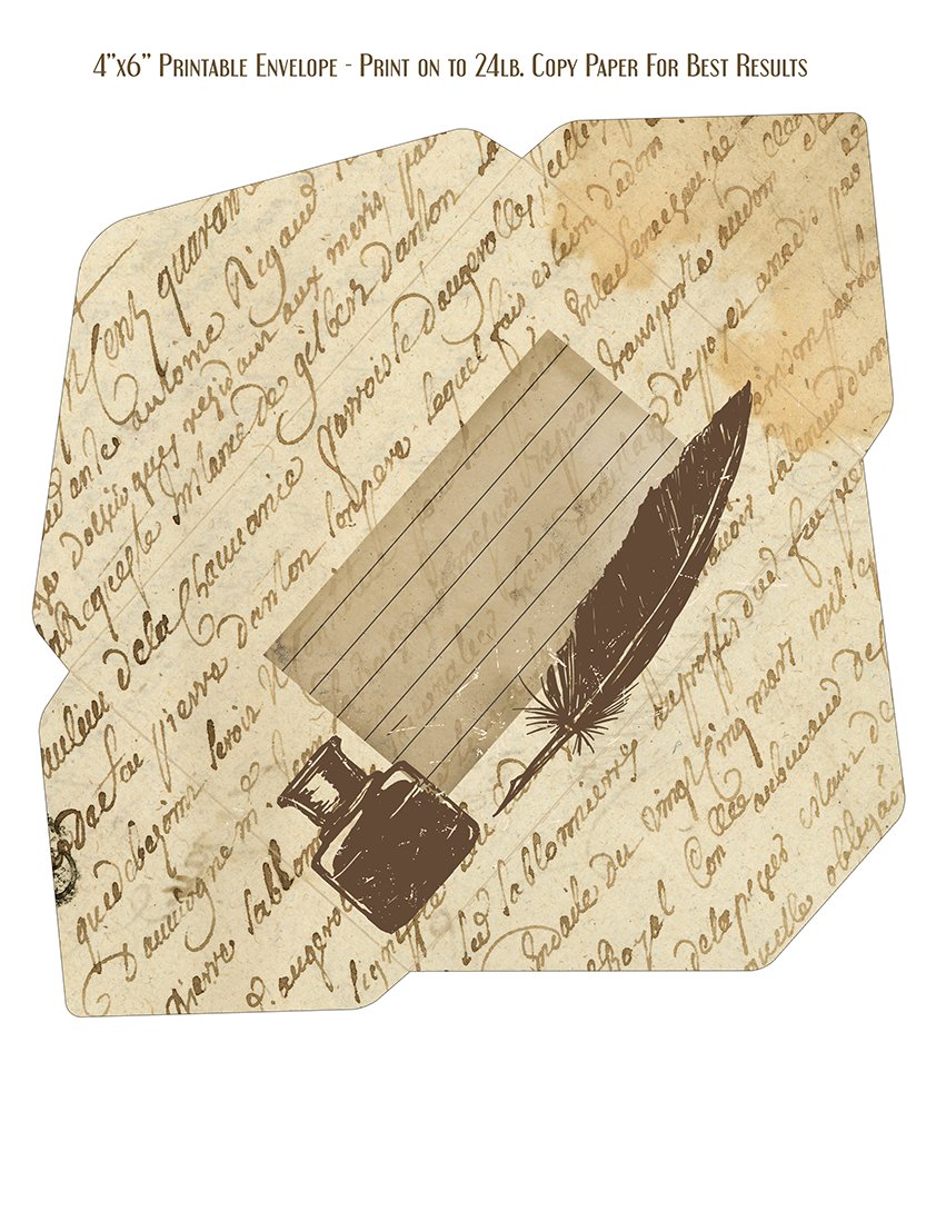 Calligraphy Quill and Ink Envelope