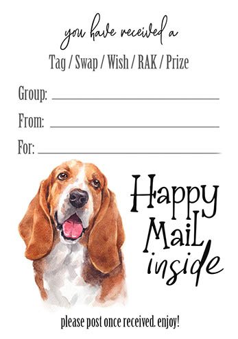 Basset Hound Happy Mail Inside Tag Inserts