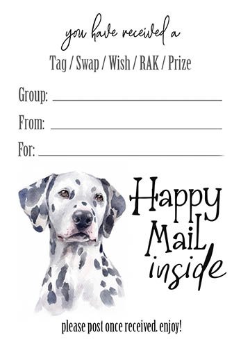 Dalmation Happy Mail Inside Tag Inserts