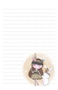Dancing girl with bunny pen pal stationery