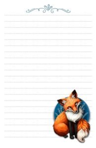 fox pen pal stationery half page