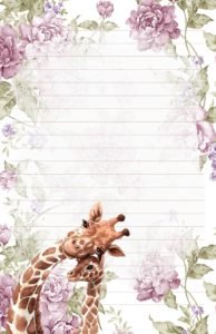 Giraffe Mom Baby Pen Pal Stationery