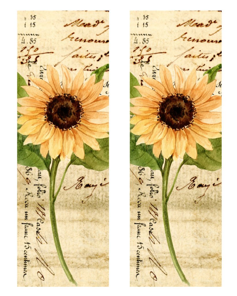 Vintage Sunflower Shaker Bookmark Printable