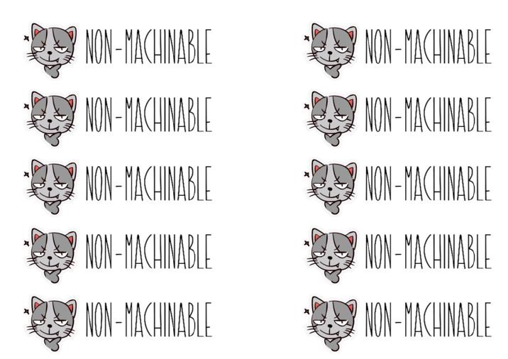 non machinable sticker grey cat