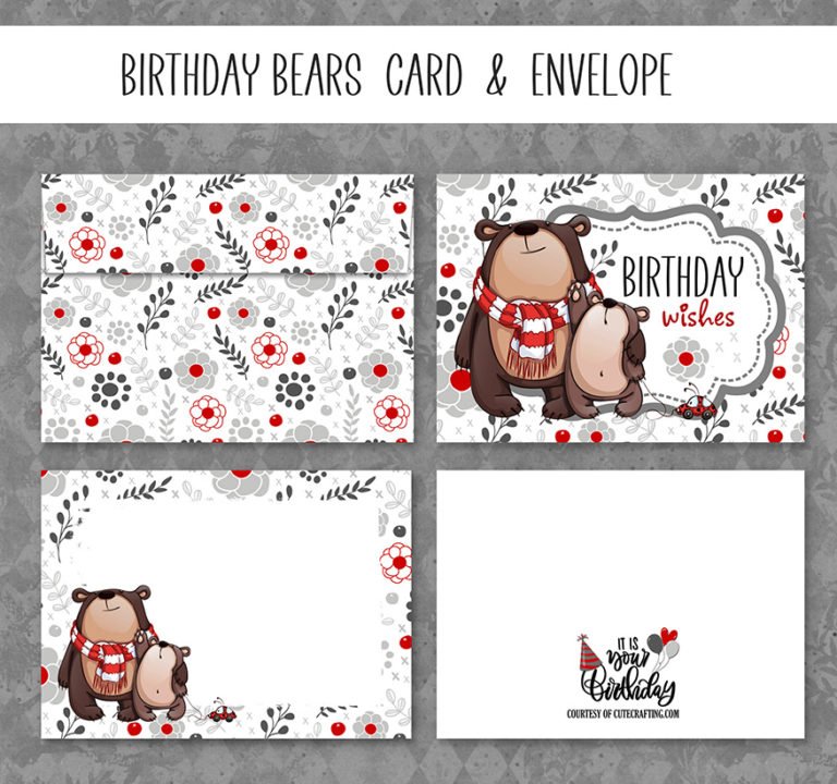 Printable Birthday Bears Greeting Card Free Download