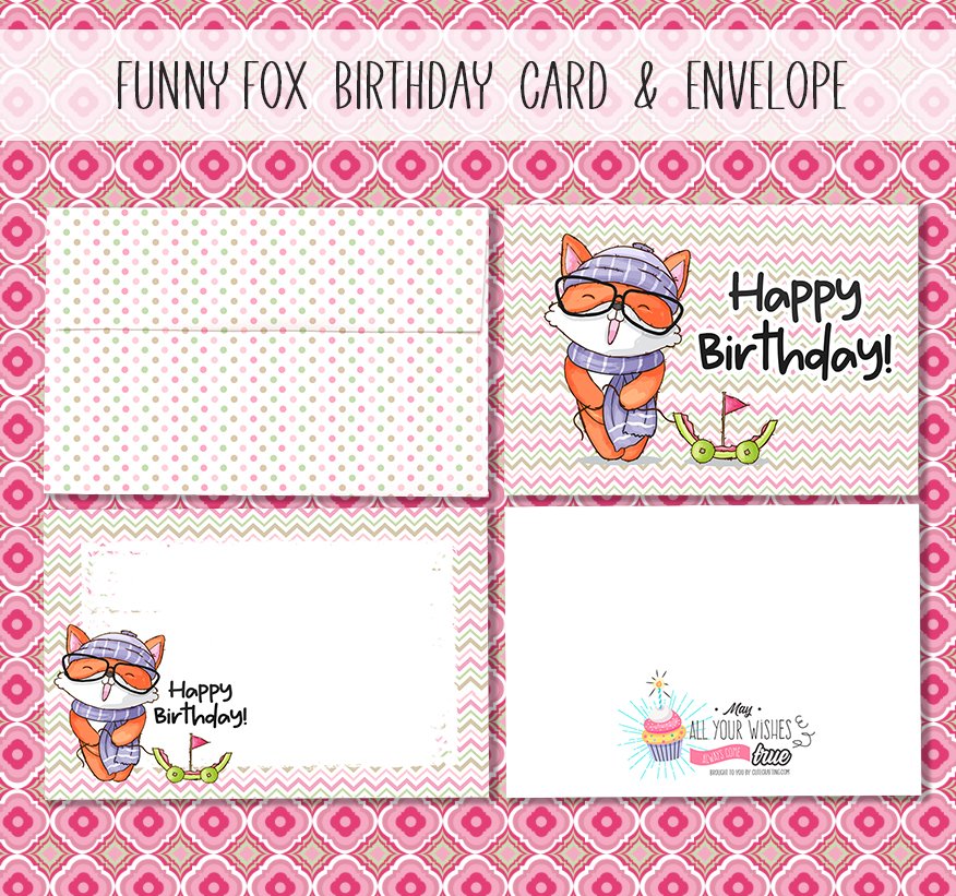 Cute Fox Birthday Card Free Download