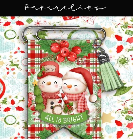 Christmas Snowmen Foldover Paperclip Bookmark