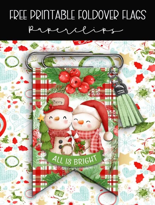 Christmas Snowmen Foldover Paperclip Bookmark