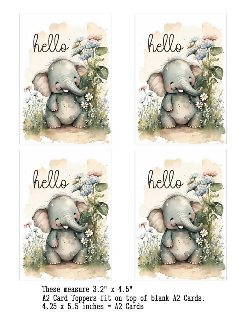A2 Card Topper Hello Elephant