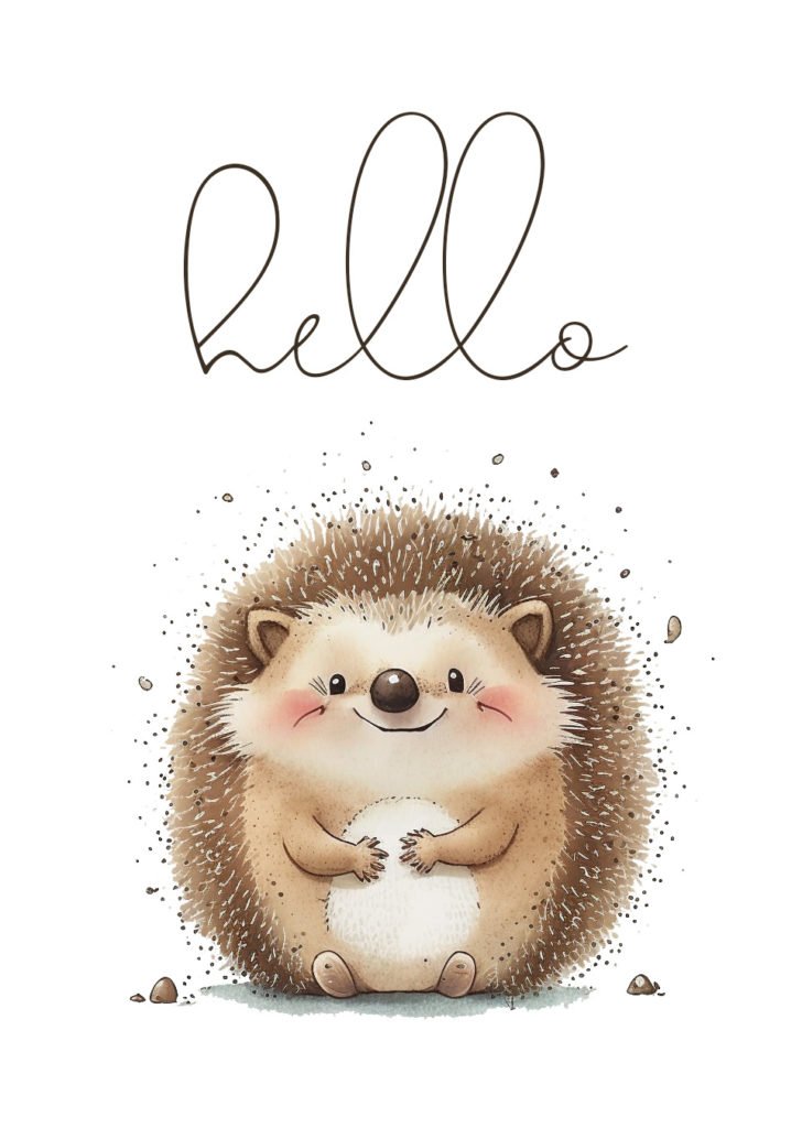 hello hedgehog A2 Card Topper Printable
