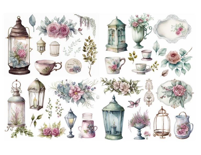 Shabby Chique Collage Sheet – Commercial Use Okay
