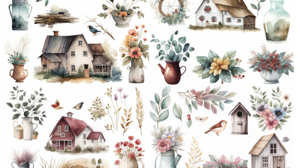 Farmhouse Collage Sheet Commercial Use