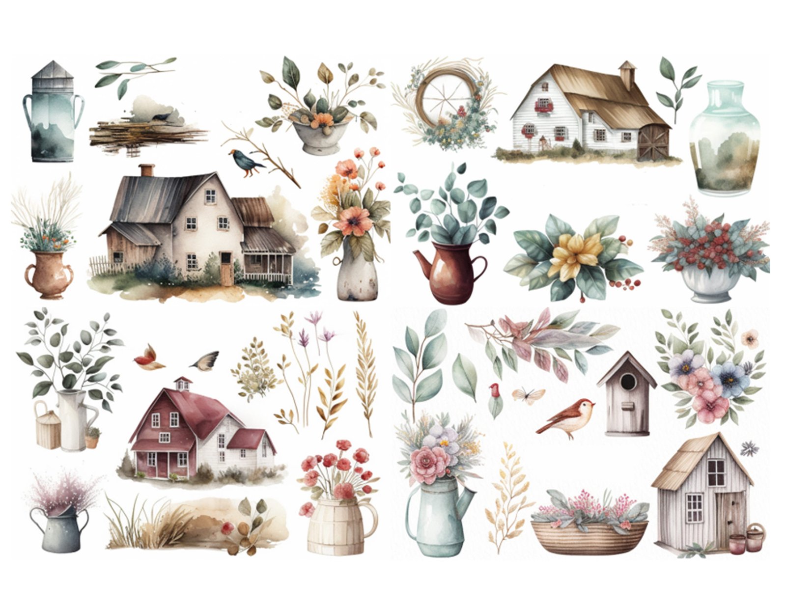 Farmhouse Collage Sheet Commercial Use