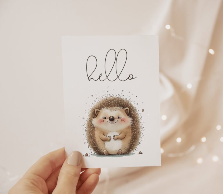 Hello Hedgehog A2 Card Topper Commercial Use