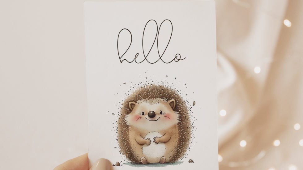 Hello Hedgehog A2 Card Topper Commercial Use